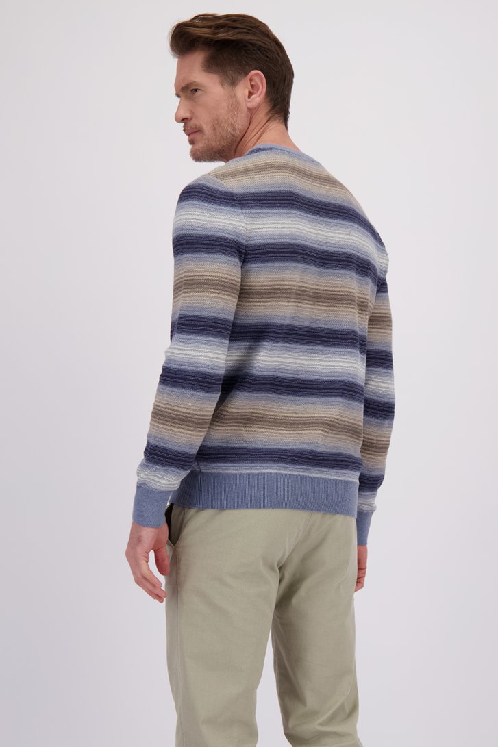 Le dos de Pull à motif rayé bleu et beige de Dansaert Blue pour Hommes