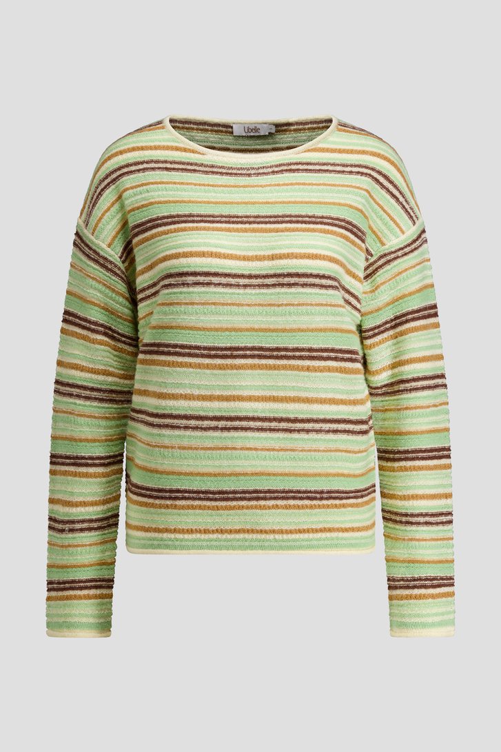 Photo produit 1 de Pull à motif rayé vert et brun de Libelle pour Femmes