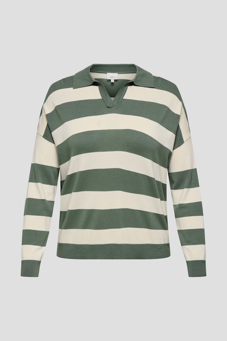 Photo produit 1 de Pull à rayures blanc et vert de ONLY Carmakoma pour Femmes
