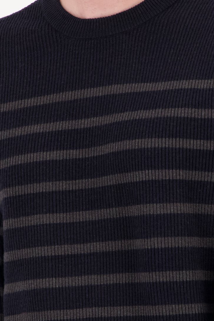 Pull à rayures bleu foncé de Casual Friday pour Hommes
