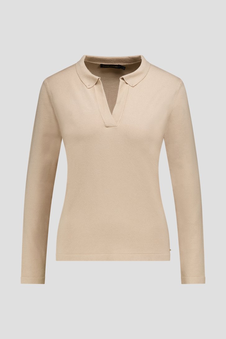 Photo produit 1 de Pull beige à col polo de Claude Arielle pour Femmes