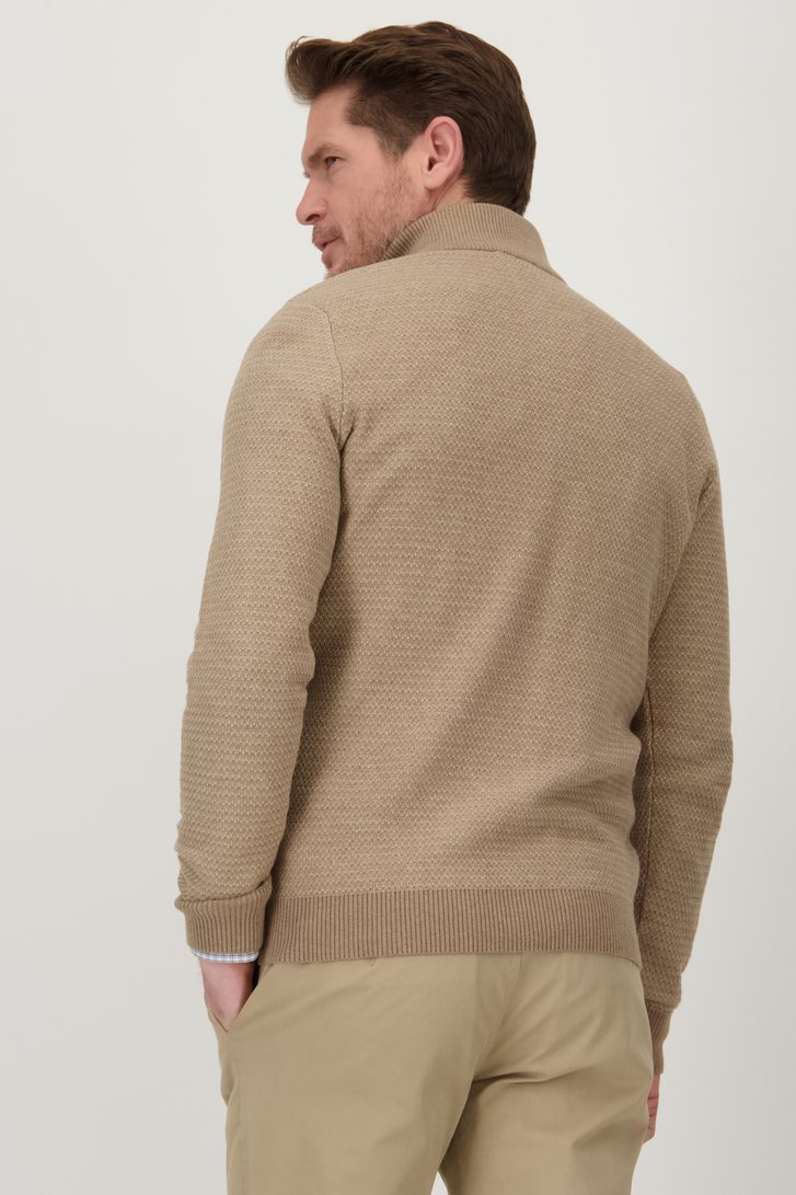 Pull beige à col zippé de Dansaert Blue pour Hommes