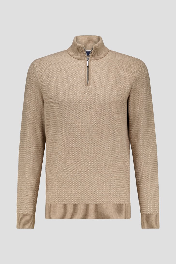 Pull beige à col zippé de Dansaert Blue pour Hommes