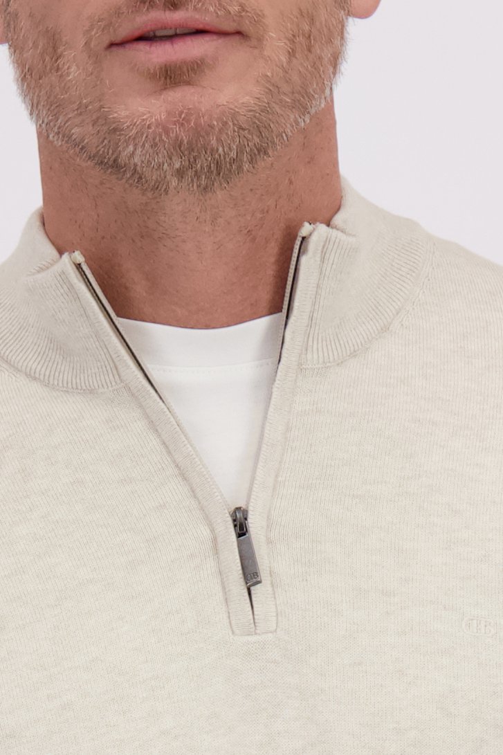Détail de Pull beige à col zippé de Dansaert Blue pour Hommes
