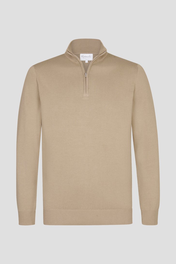Photo produit 1 de Pull beige à fermeture éclair courte de Michaelis pour Hommes