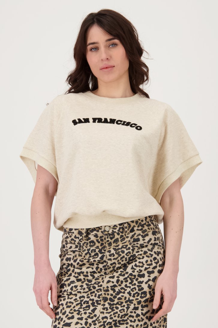 Pull beige à manches coupées de Geisha pour Femmes