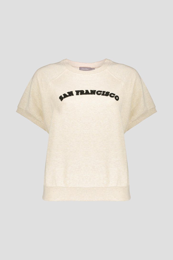 Pull beige à manches coupées de Geisha pour Femmes