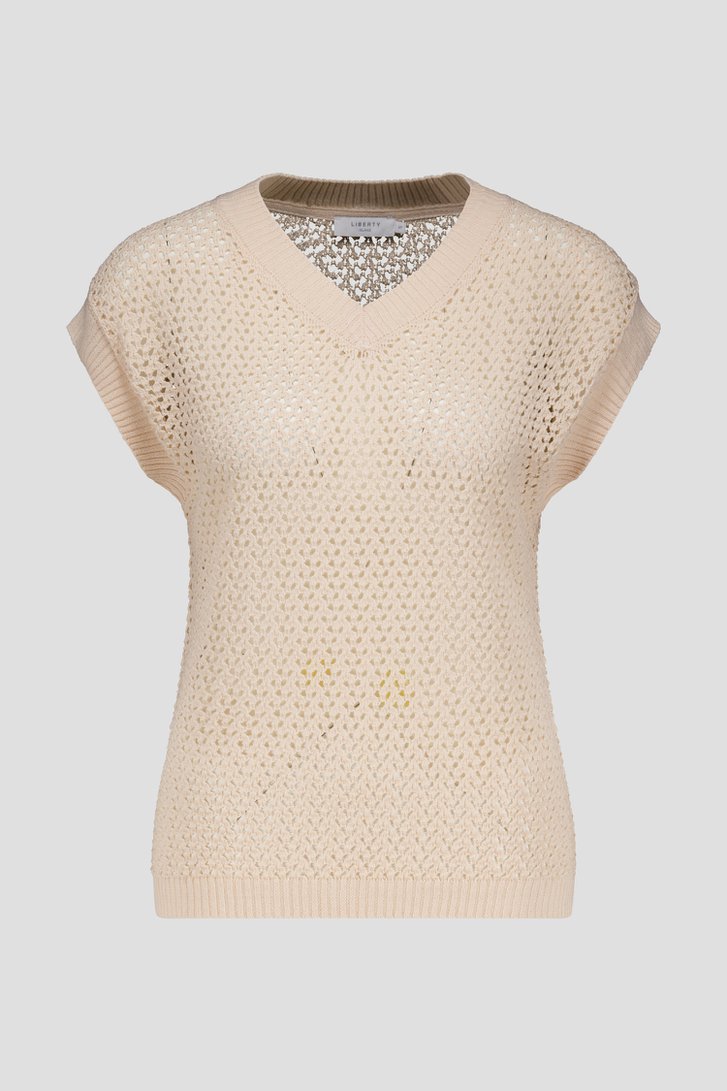 Pull beige à motif ajouré et manches courtes de Liberty Island pour Femmes
