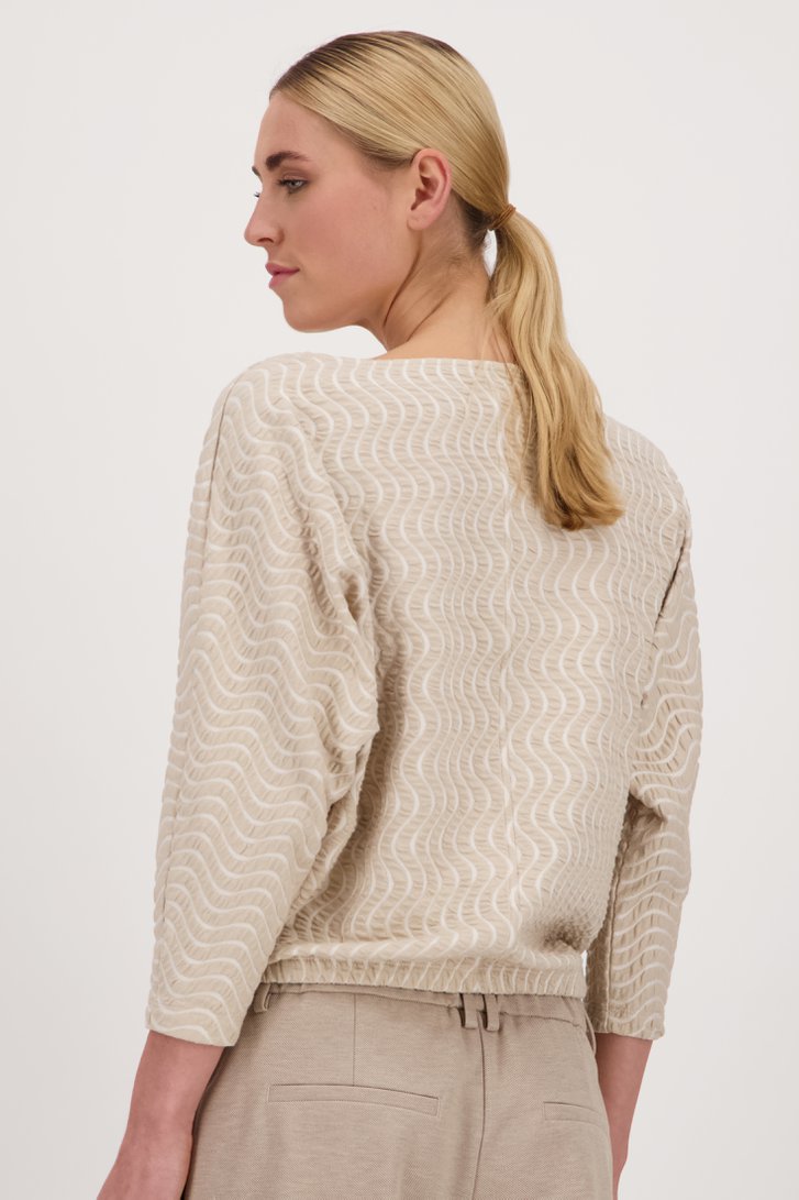 Pull beige à motif ondulé de Opus pour Femmes