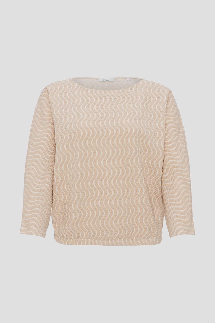 Pull beige à motif ondulé de Opus pour Femmes