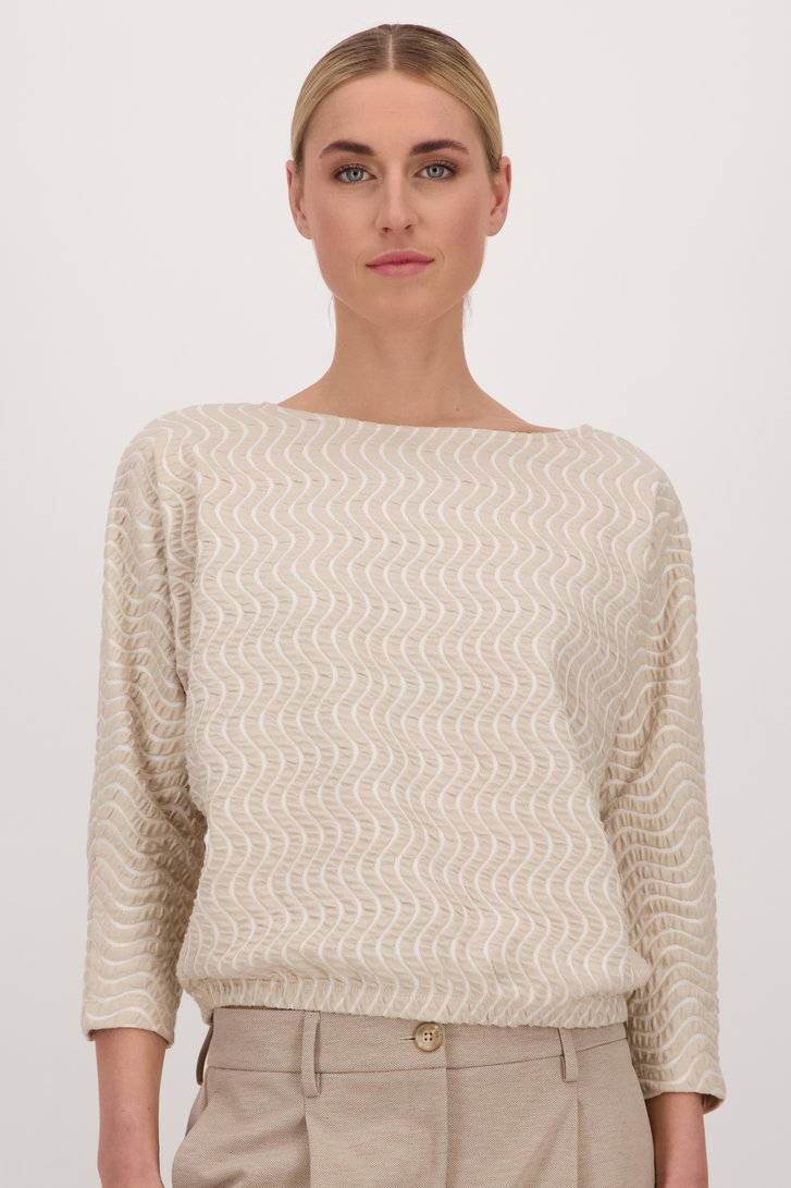 Pull beige à motif ondulé de Opus pour Femmes