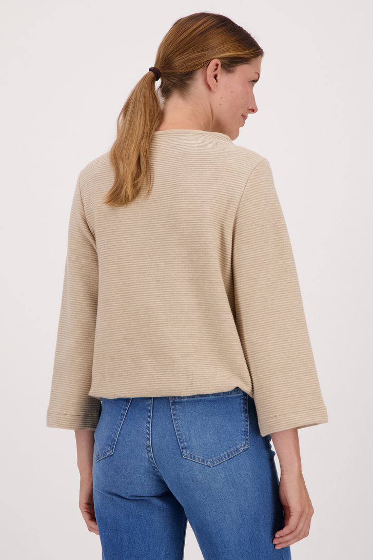 Pull beige avec motif côtelé de Opus pour Femmes