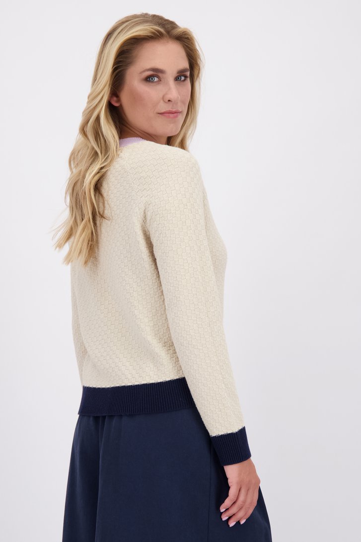 Le dos de Pull beige clair avec accents roses et bleus de Libelle pour Femmes