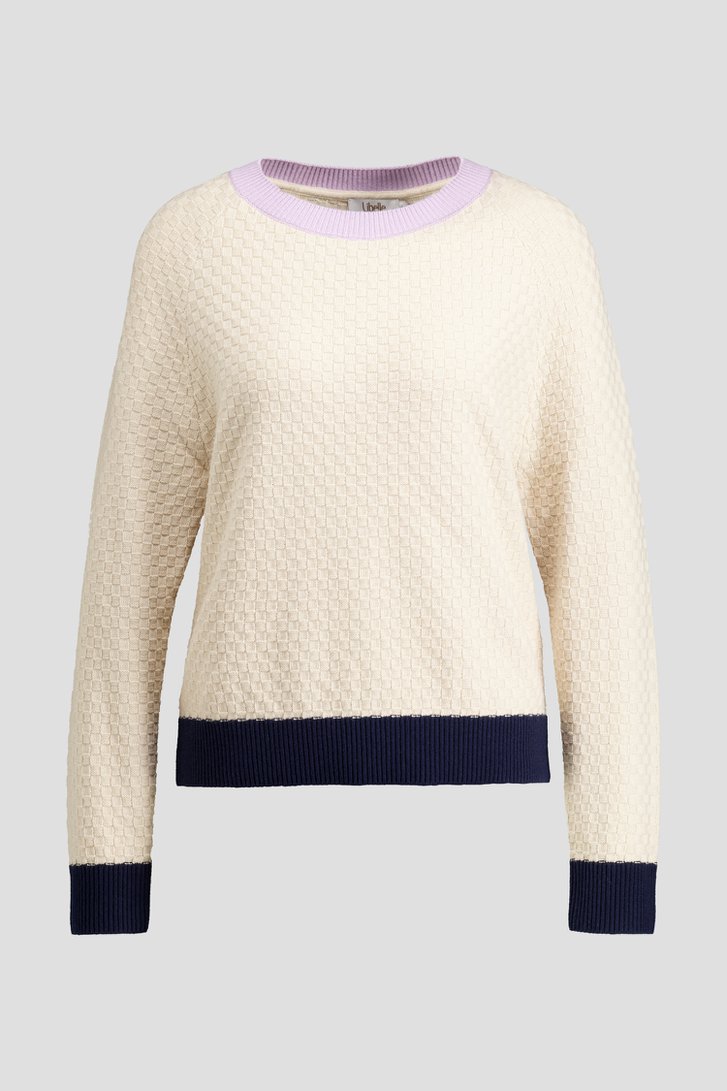 Photo produit 1 de Pull beige clair avec accents roses et bleus de Libelle pour Femmes