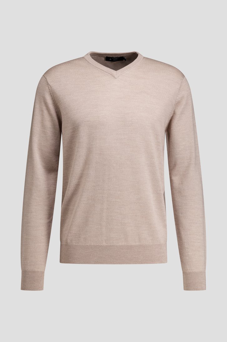 Photo produit 1 de Pull beige en laine à col V de Dansaert Black Premium pour Hommes