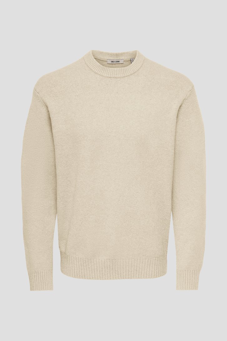 Photo produit 1 de Pull beige en maille à col rond de Only & Sons pour Hommes