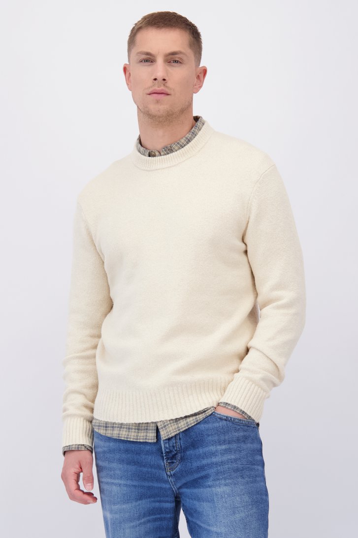 Le devant de Pull beige en maille à col rond de Only & Sons pour Hommes