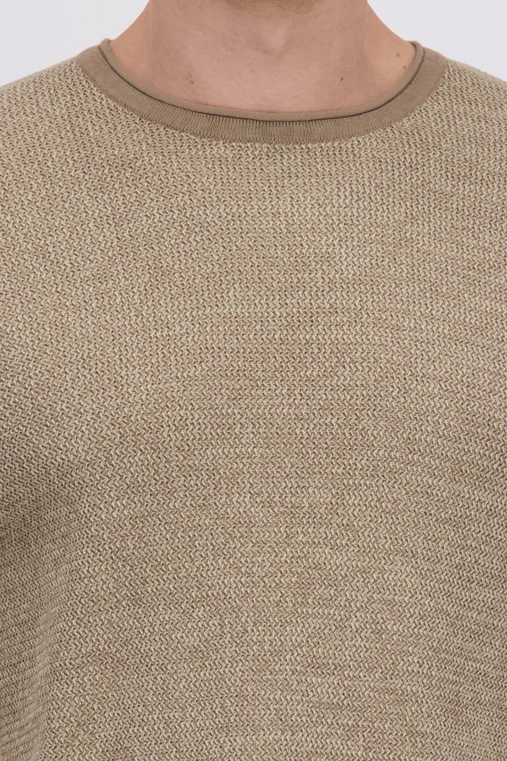 Détail de Pull beige en maille structurée avec col rond de Only & Sons pour Hommes