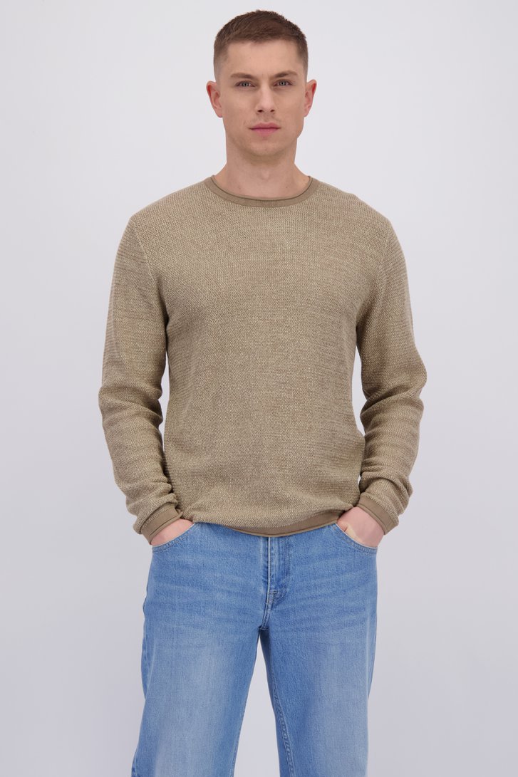 Le devant de Pull beige en maille structurée avec col rond de Only & Sons pour Hommes