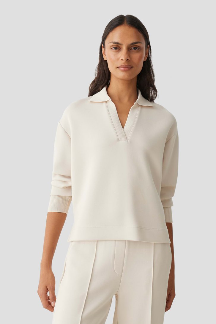 Le devant de Pull beige en tissu sweat de Opus pour Femmes