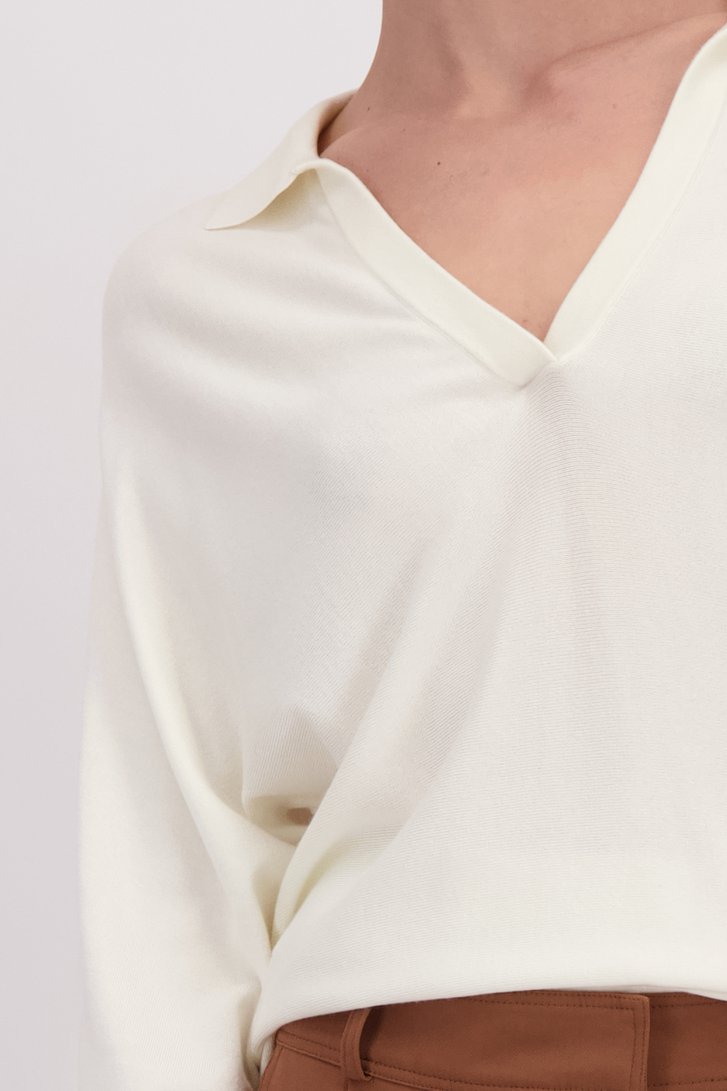 Détail de Pull blanc à col polo de D'Auvry pour Femmes