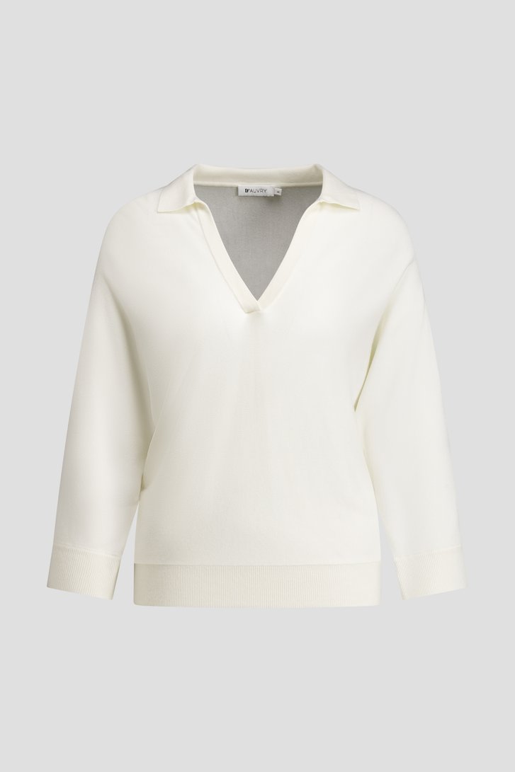 Photo produit 1 de Pull blanc à col polo de D'Auvry pour Femmes