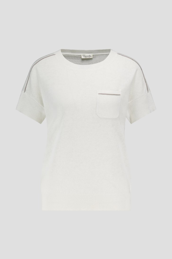 Pull blanc à manches courtes de Barbara Lebek pour Femmes
