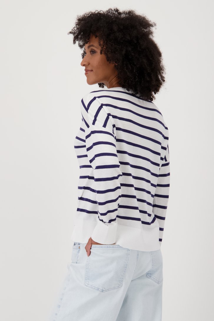 Pull blanc à rayures bretonnes de Louise pour Femmes
