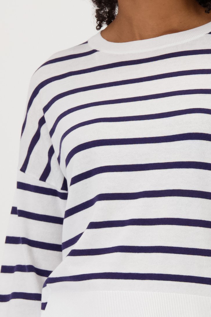 Pull blanc à rayures bretonnes de Louise pour Femmes
