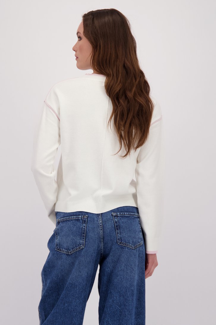 Le dos de Pull blanc avec accents roses de JDY pour Femmes