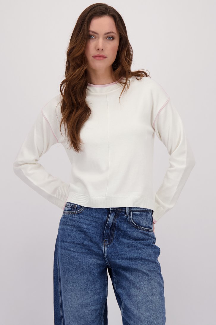 Le devant de Pull blanc avec accents roses de JDY pour Femmes