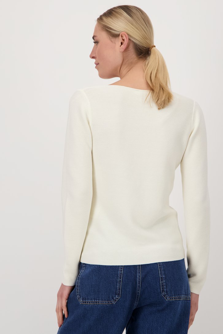 Pull blanc avec col en V de Liberty Island pour Femmes