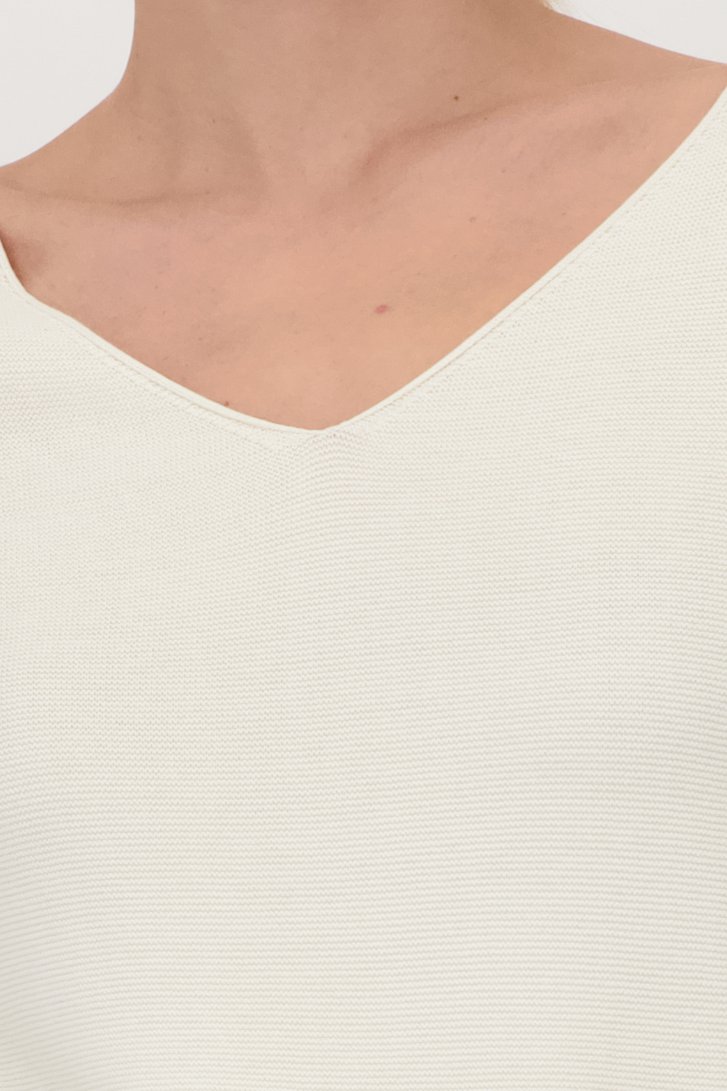 Pull blanc avec col en V de Liberty Island pour Femmes