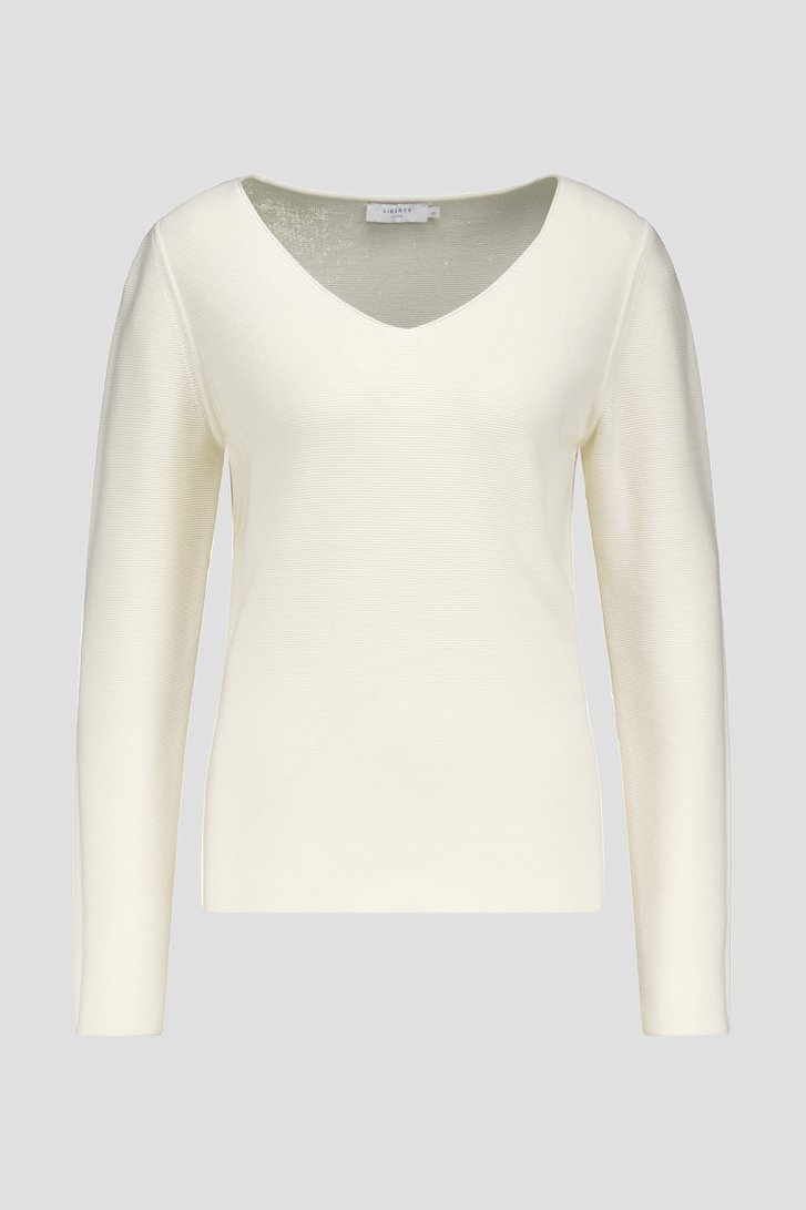 Pull blanc avec col en V de Liberty Island pour Femmes