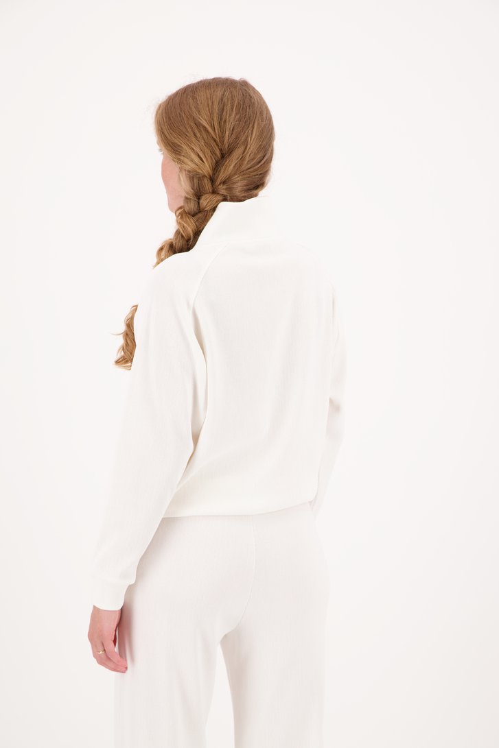 Pull blanc avec fermeture éclair courte de Liberty Island homewear pour Femmes