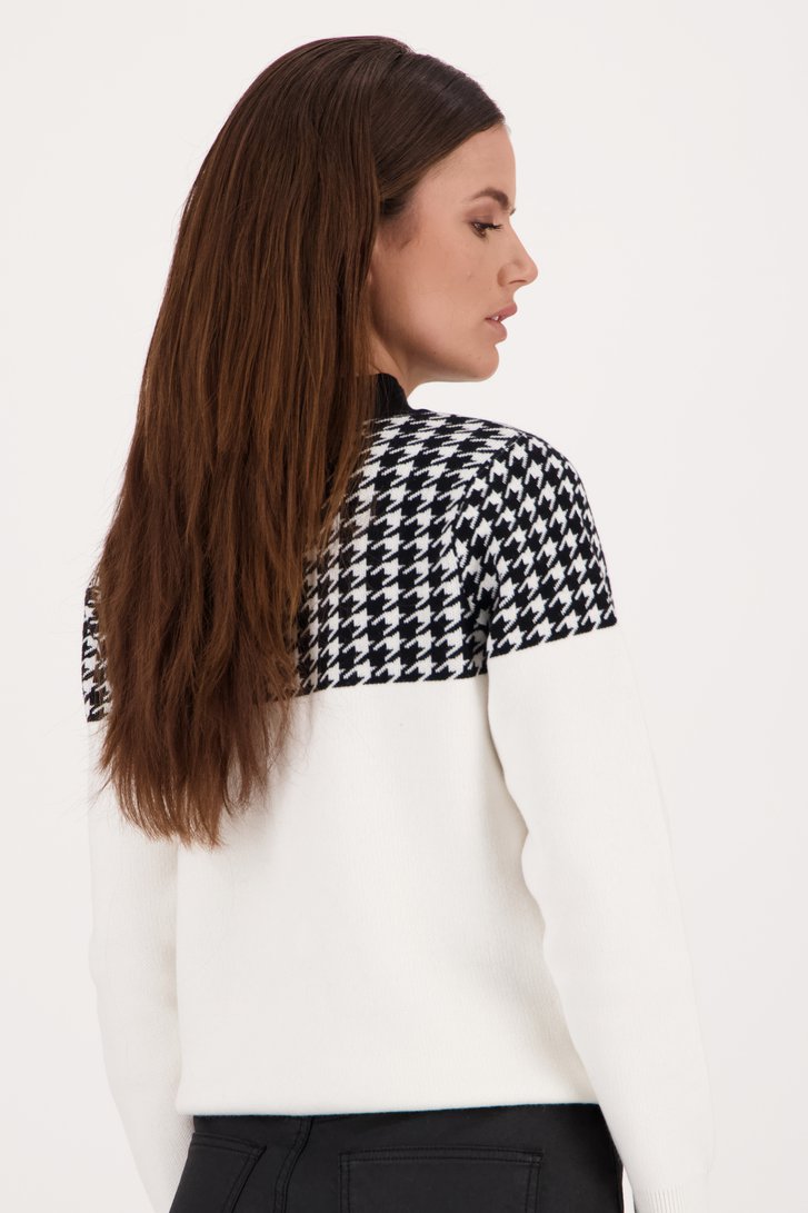 Pull blanc avec motif pied-de-poule de D'Auvry pour Femmes