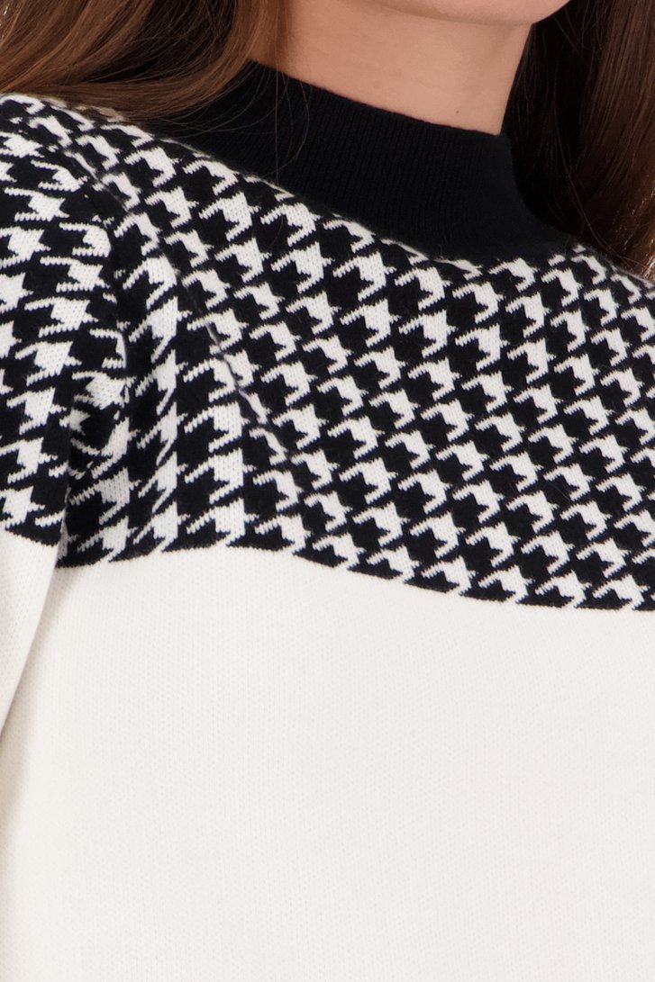 Pull blanc avec motif pied-de-poule de D'Auvry pour Femmes