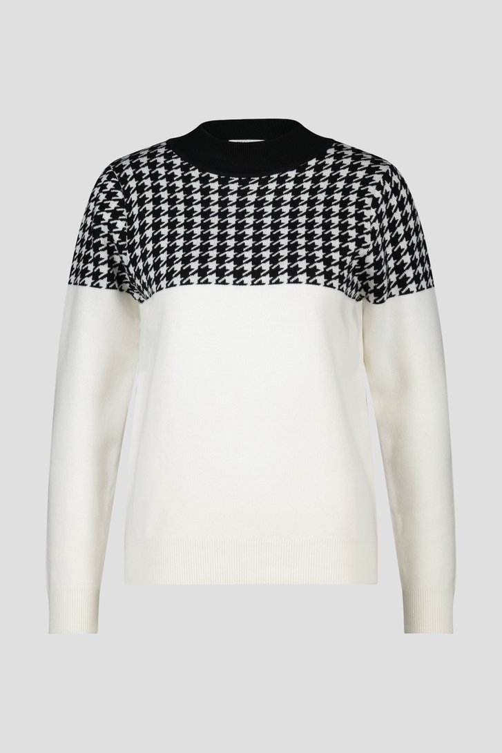 Pull blanc avec motif pied-de-poule de D'Auvry pour Femmes
