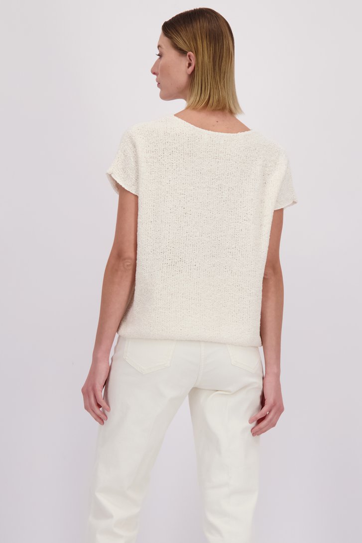 Le dos de Pull blanc en maille à manches courtes de D'Auvry pour Femmes