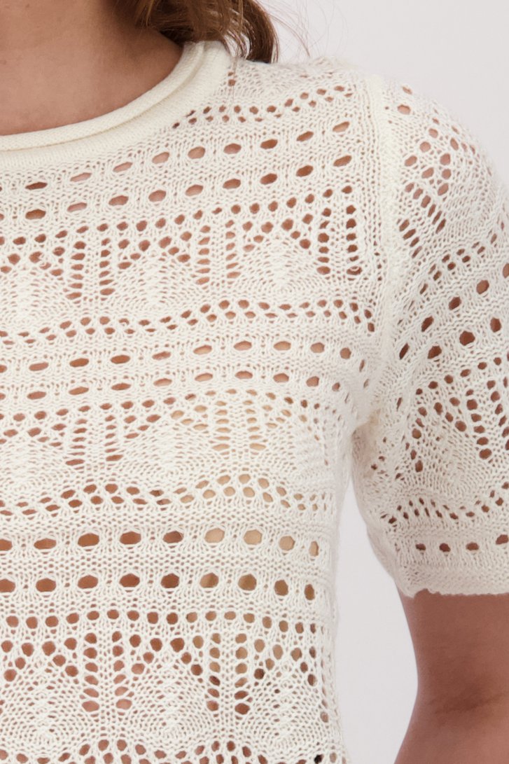 Détail de Pull blanc en maille à manches courtes de JDY pour Femmes
