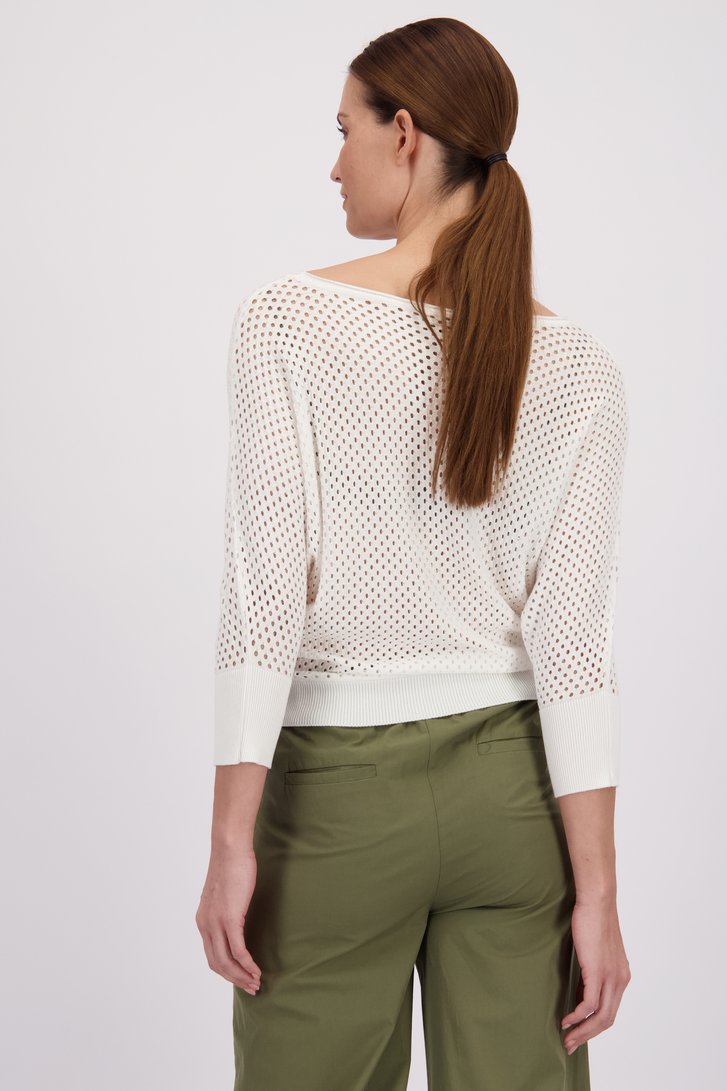 Pull blanc en maille avec motif ajouré de More & More pour Femmes