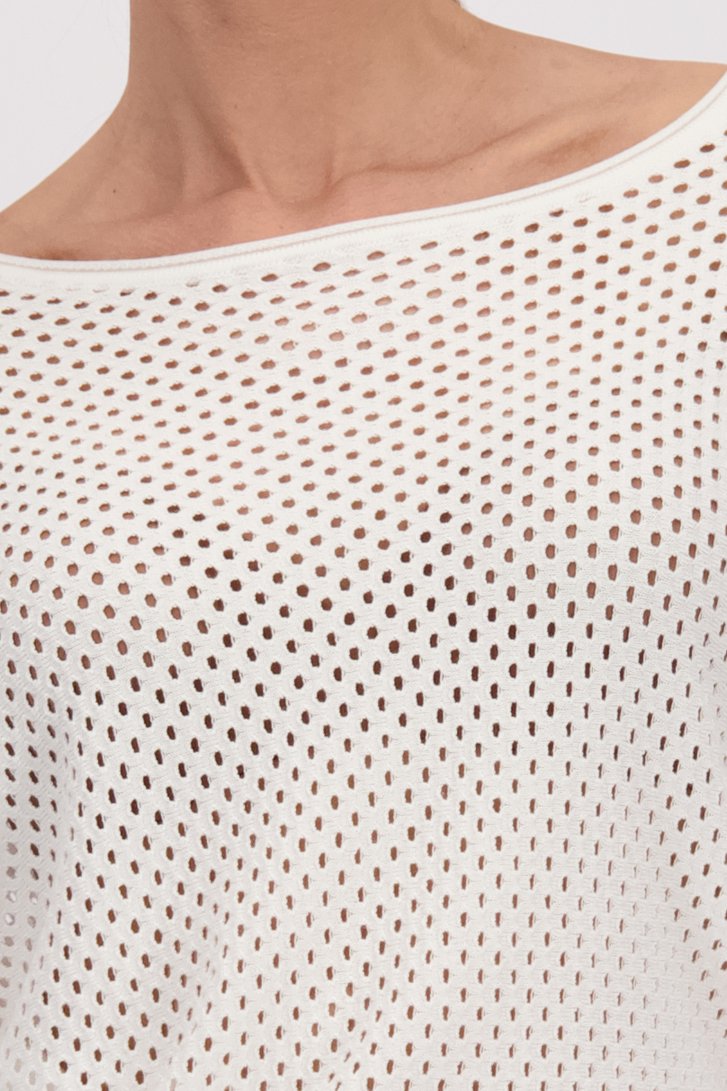 Pull blanc en maille avec motif ajouré de More & More pour Femmes
