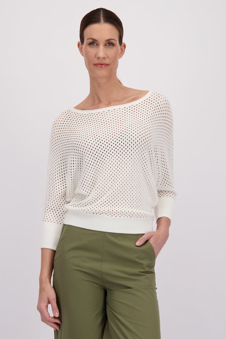 Pull blanc en maille avec motif ajouré de More & More pour Femmes