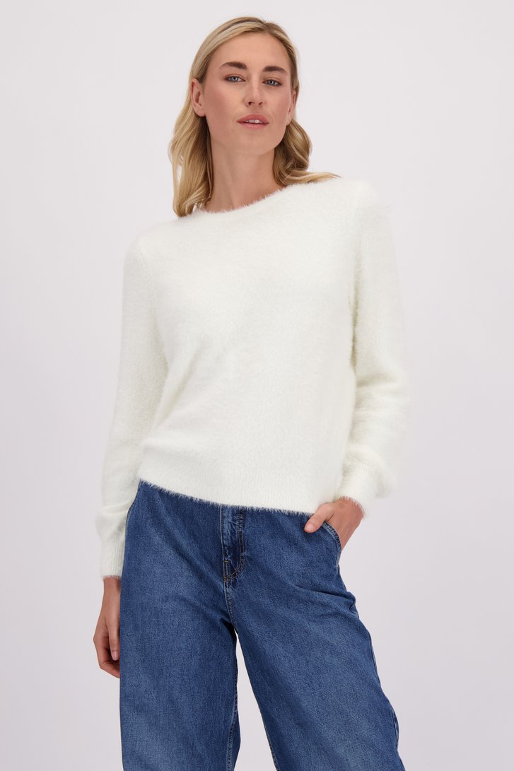 Le devant de Pull blanc en tissu imitation fourrure de Liberty Island pour Femmes