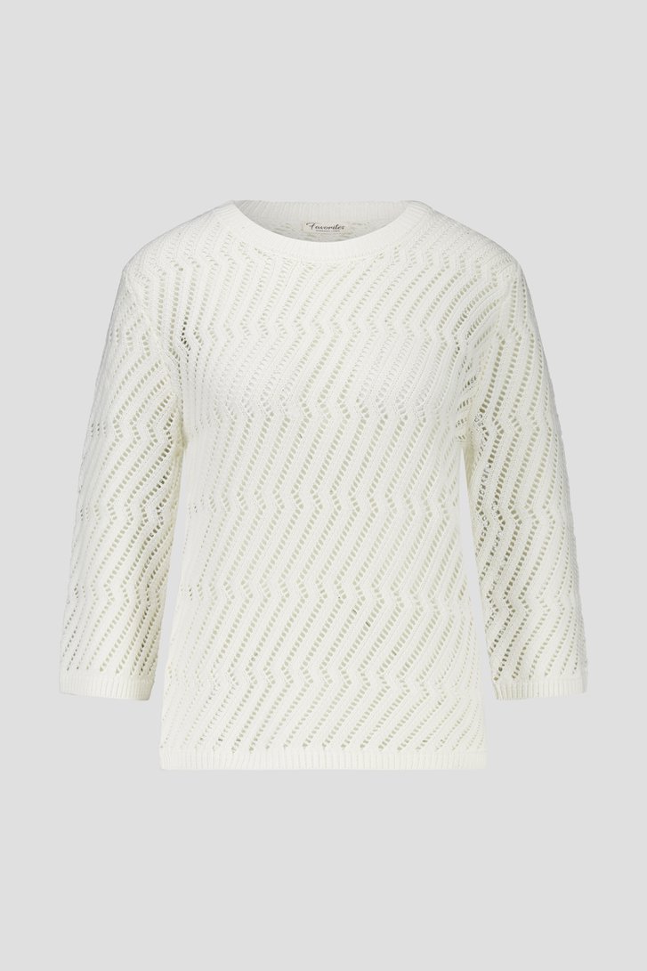 Pull blanc en tricot ajouré de Barbara Lebek pour Femmes