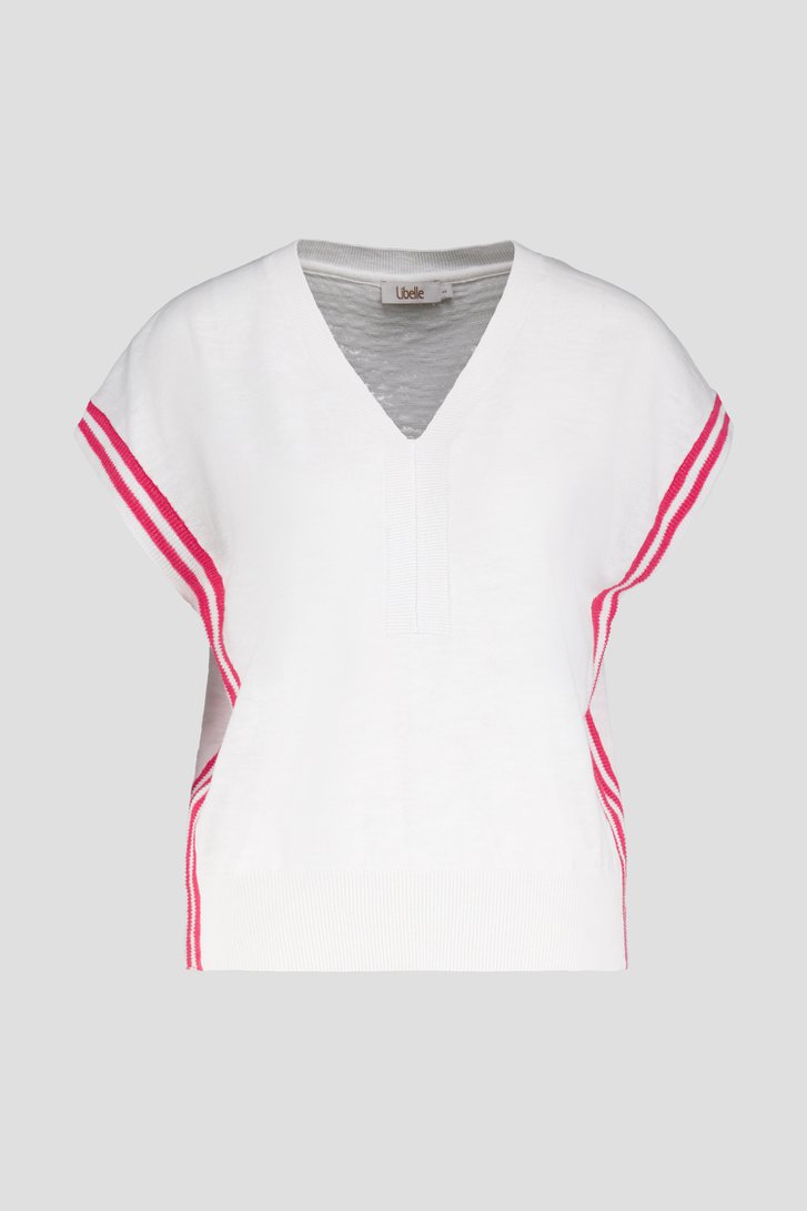 Pull blanc sans manches avec col en V de Libelle pour Femmes