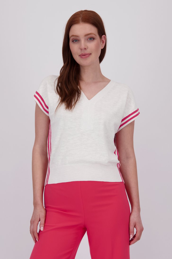 Pull blanc sans manches avec col en V de Libelle pour Femmes