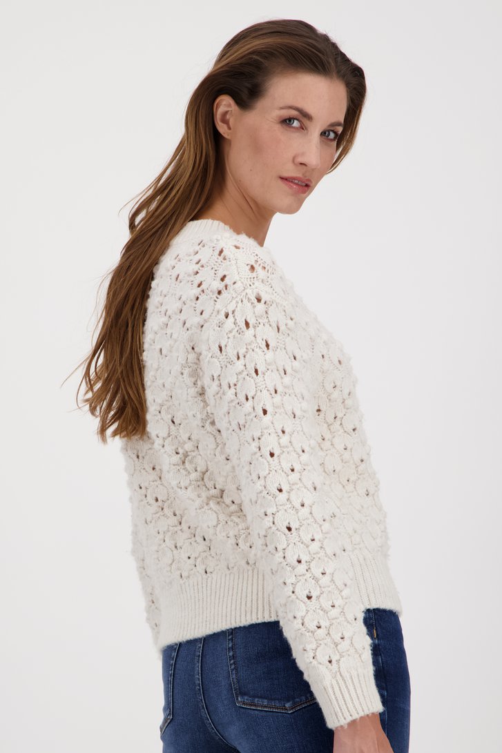 Pull blanc tricoté en Ajour de Geisha pour Femmes