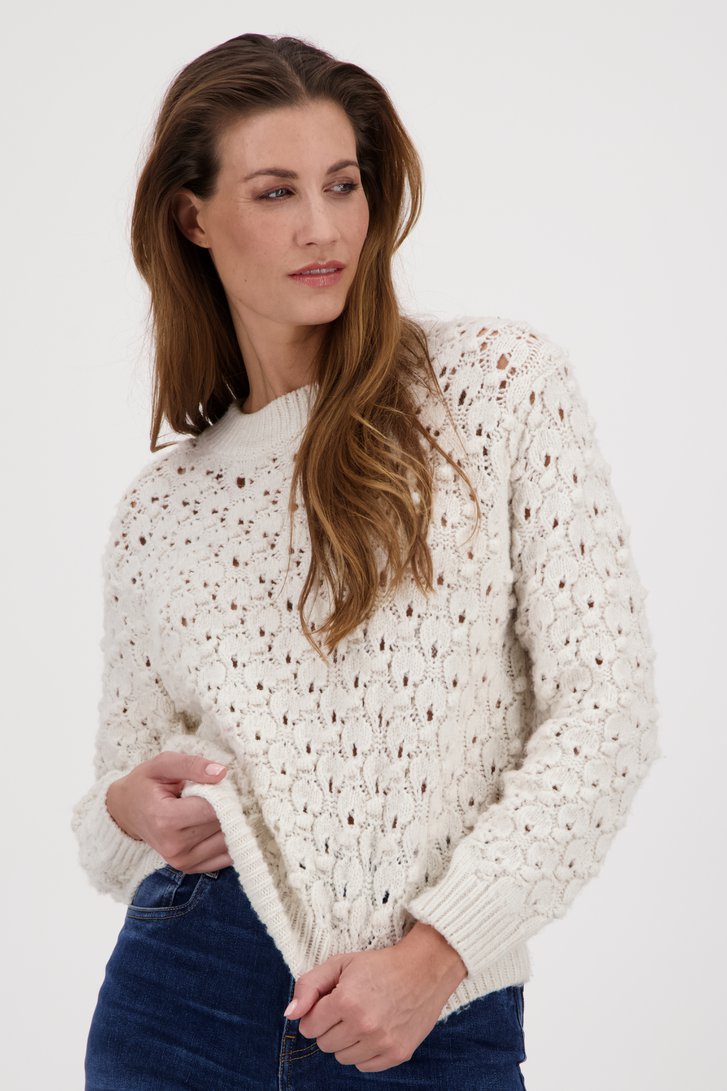 Pull blanc tricoté en Ajour de Geisha pour Femmes