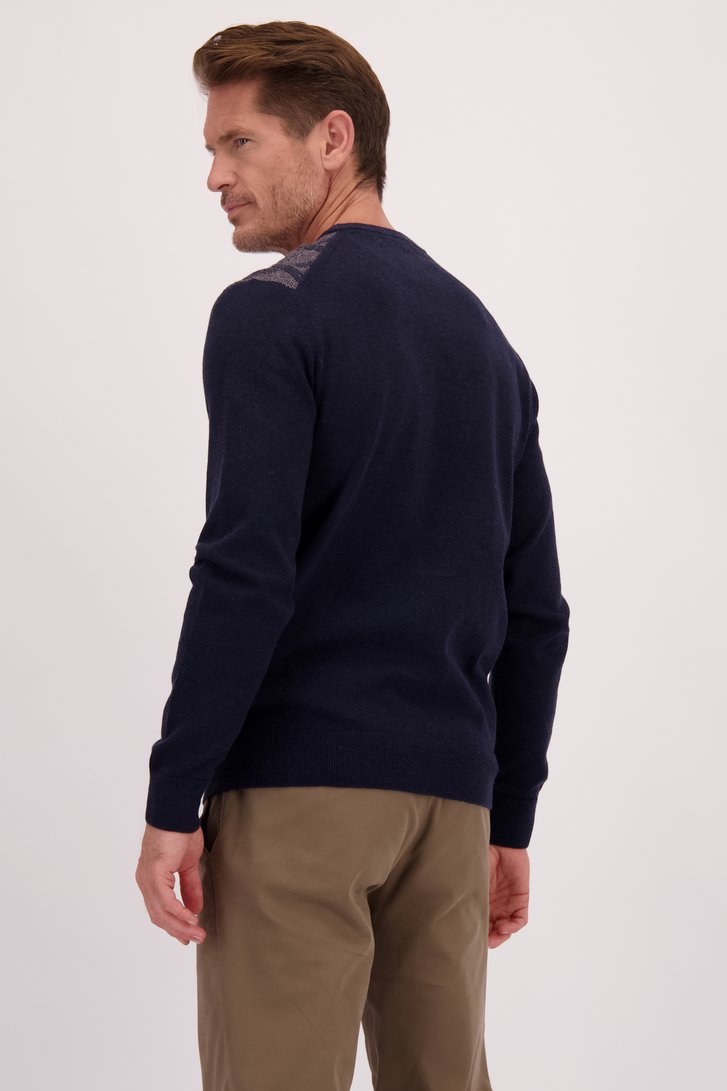 Le dos de Pull bleu à carreaux de Dansaert Blue pour Hommes
